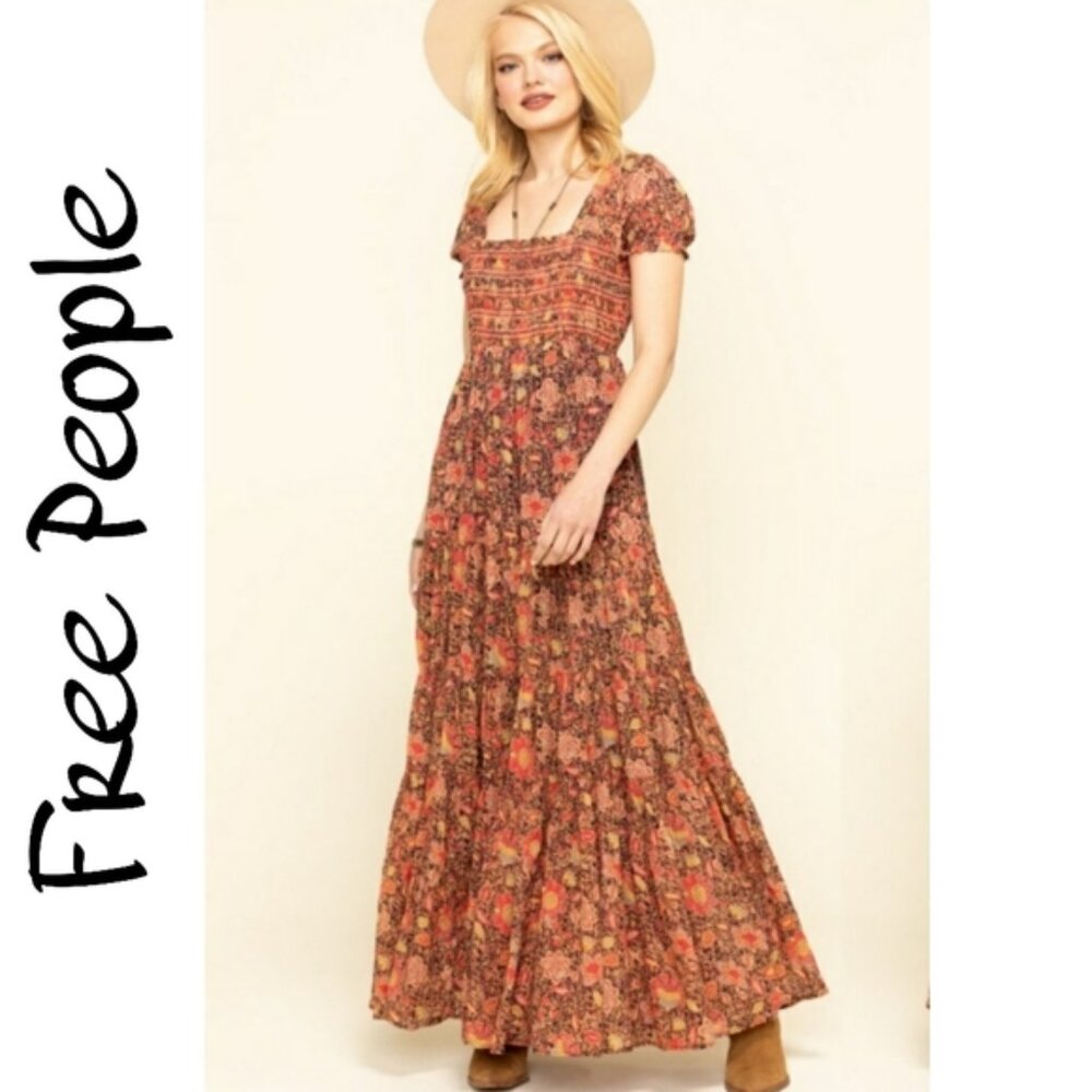 Free People Getaway Tiered Floral Maxi Dress Size:L